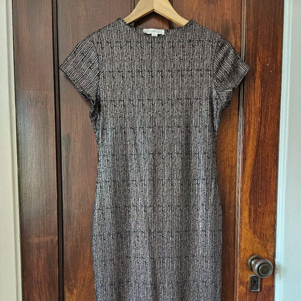 Stella Luce Black Shimmer Fitted Cocktail Dress Size L
